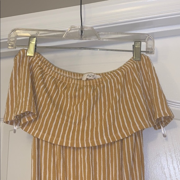 Love Tree Yellow and White Striped Romper - Picture 4 of 4